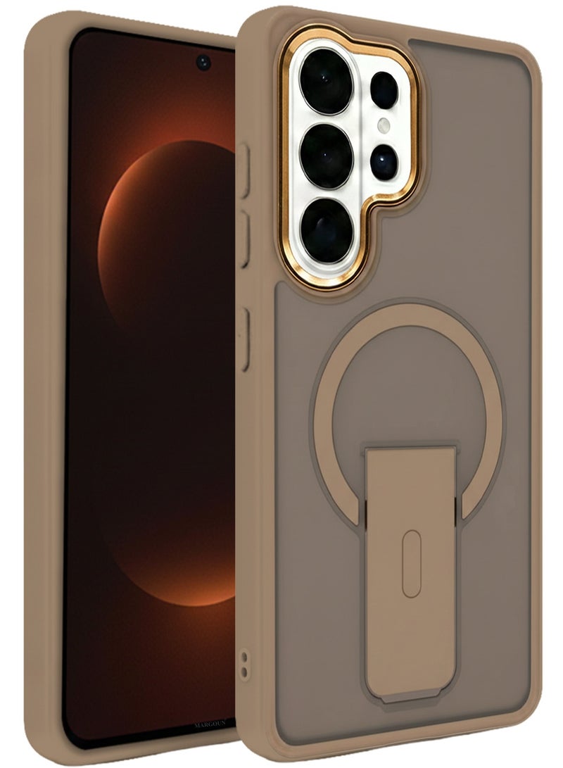 CATANES Magnetic Ring Kickstand Case for Galaxy S26 Ultra – Frosted Protective Back with Grip Holder with 3D Screen Protector - Gold - Image 5